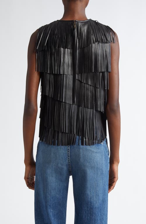 Ulla Johnson Leonie Leather Fringe Tank In Black
