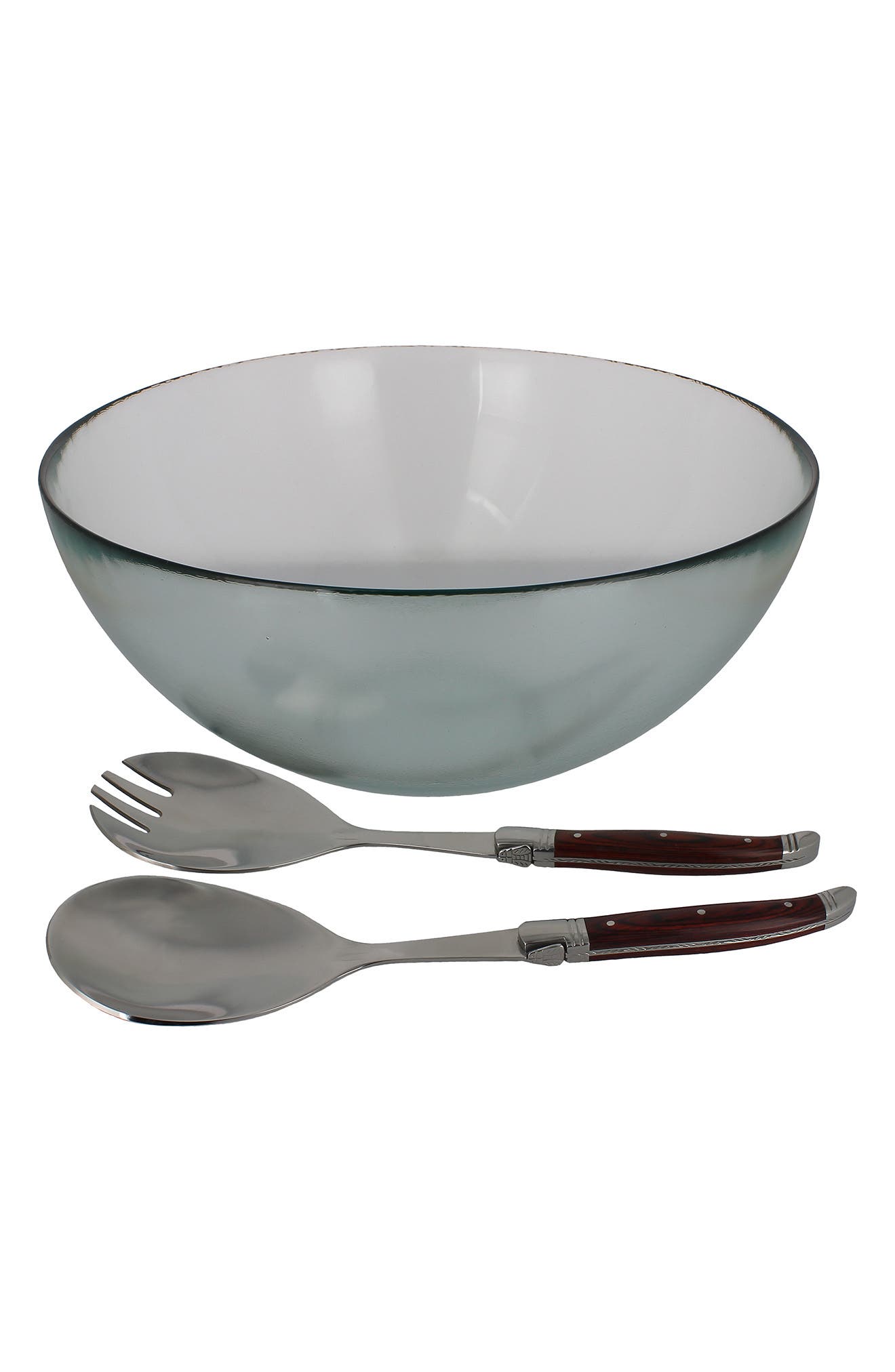 French Home Urban Salad Bowl & Laguiole Connoisseur Rosewood Salad Server 2piece Set In Open