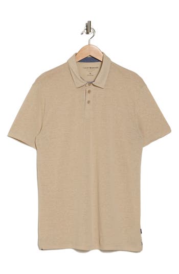 Shop Lucky Brand Linen Blend Polo Shirt In Peyote