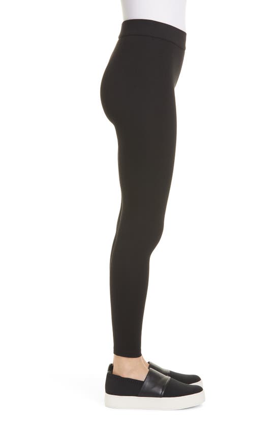Vince Genuine Leather Panelled Back Darts Fitted Moto Leggings In Black