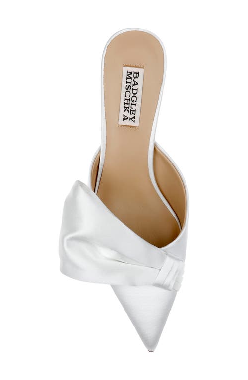 Shop Badgley Mischka Collection Alaya Pointed Toe Mule In White Satin