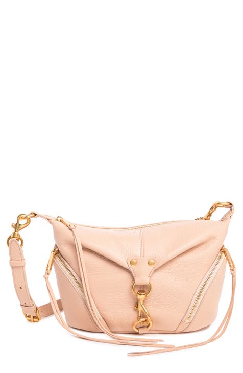 Time and Tru Women's Olivia Faux Leather Crossbody Handbag Beige 