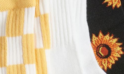 K. Bell Socks K Bell Socks La Sunflower Assorted 3-pack Crew Socks In Yellow Multi