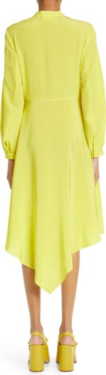 Stella McCartney Asymmetric Long Sleeve Silk Midi Dress | Nordstrom