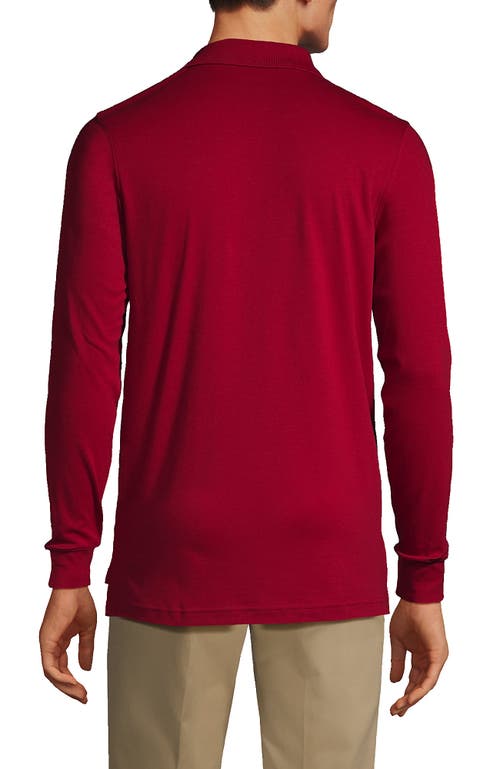 Lands' End School Uniform Long Sleeve Interlock Polo Shirt In Red