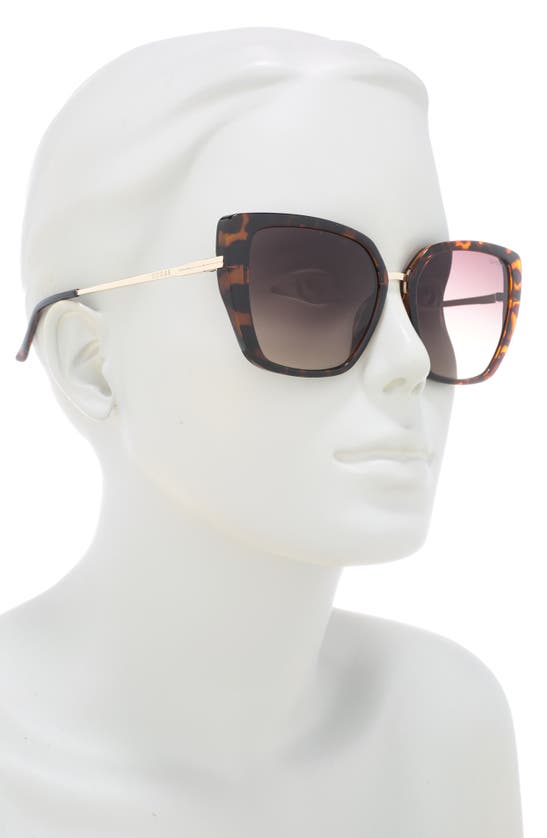 Shop Guess 56mm Butterfly Sunglasses In Dark Havana / Gradient Brown