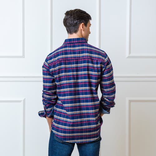 Hope & Henry Organic Flannel Double Pocket Shirt In Navy Autumn Plaid