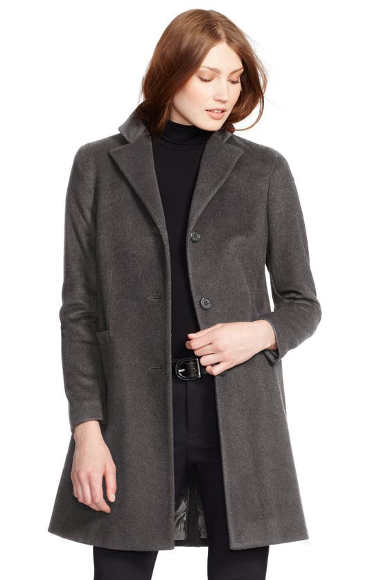 Lauren Ralph Lauren Wool Blend Reefer Coat In Df Grey | ModeSens