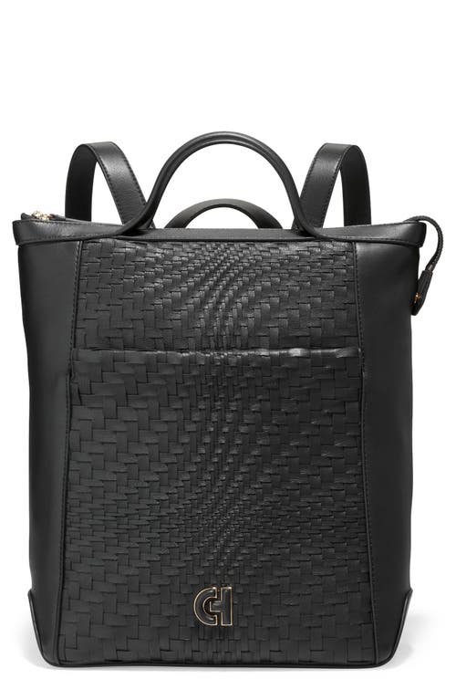 Grand Ambition Small Convertible Leather Backpack in Black/Woven