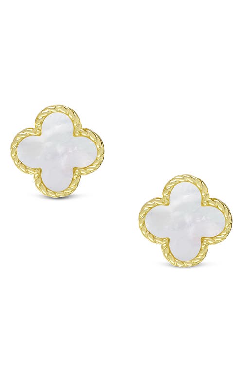 Lily Nily Kids' Mother-of-pearl Clover Stud Earrings In Gold