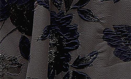 Dessy Collection Metallic Fit & Flare Midi Dress In Noir Midnight Navy