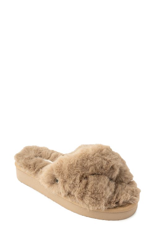 Shop Minnetonka Teddy 3 Faux Fur Slipper In Taupe