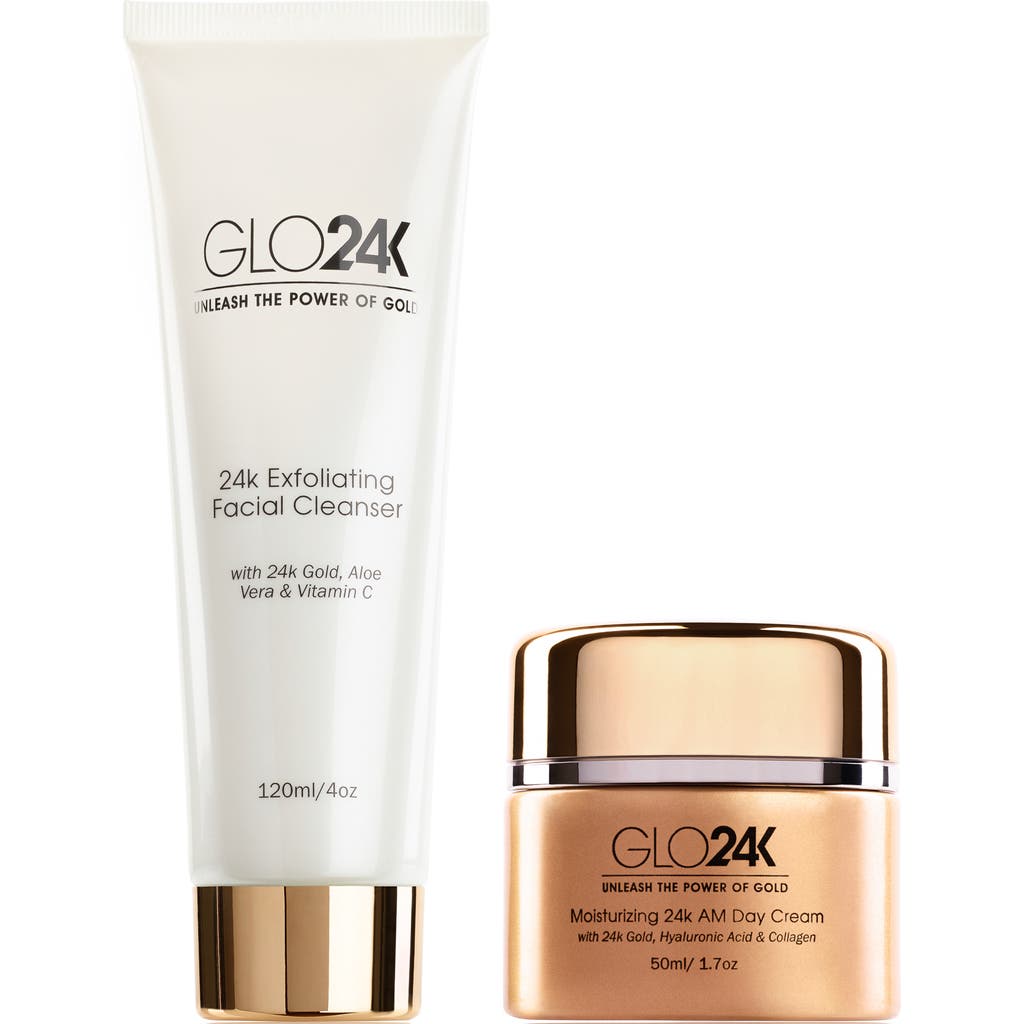 Glo24k Unleash The Power Of Gold Exfoliating Facial Cleanser & Day Cream In Na