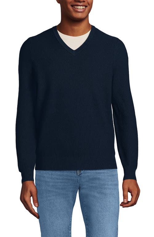 Shop Lands' End Long Sleeve Washable Merino Wool V Neck Sweater In Radiant Navy