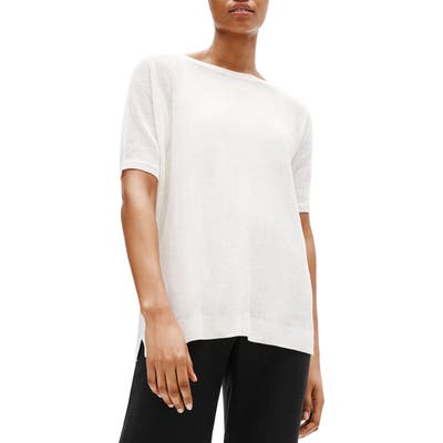Eileen Fisher Bateau Neck Elbow Sleeve Sweater, Ivory