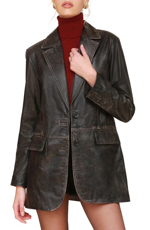 Shop Avec Les Filles Oversize Leather Blazer In Washed Black