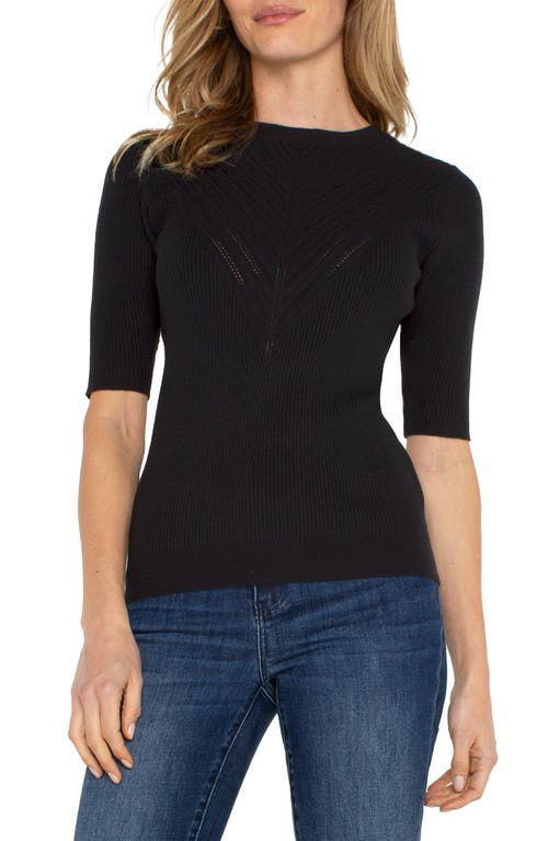 Shop Liverpool Elbow Sleeve Rib Sweater In Black