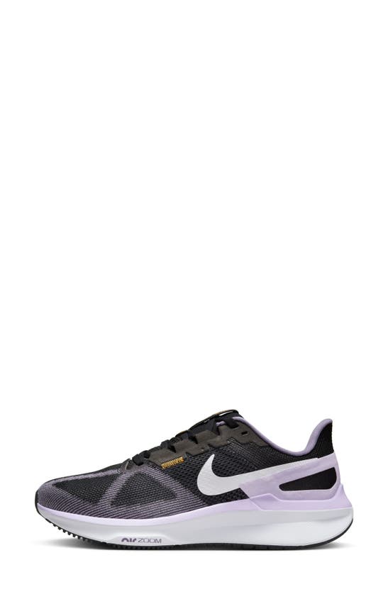 Shop Nike Air Zoom Structure 25 Road Running Shoe In Black/ Lilac/ White