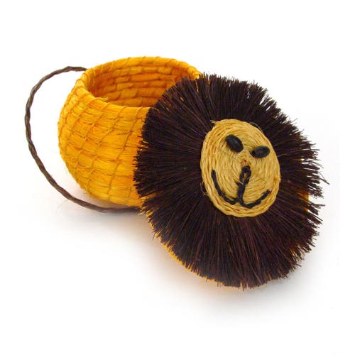 Shop Mbare Animal Lidded Basket In Chocky Lion