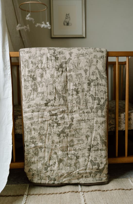 Shop Oilo Organic Cotton Muslin Quilt & Sham Set In Bark