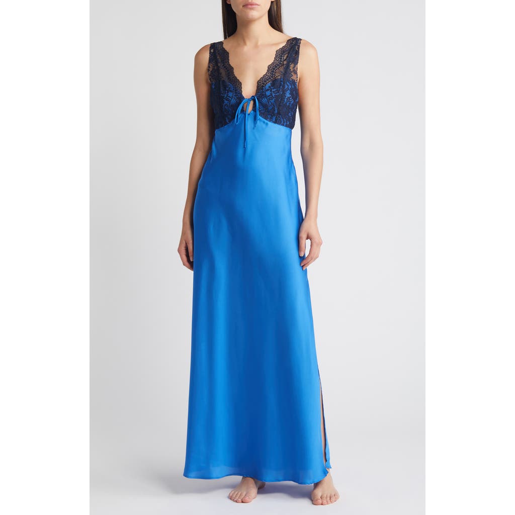 Shop Free People Country Side Lace Trim Nightgown In Campanula Combo