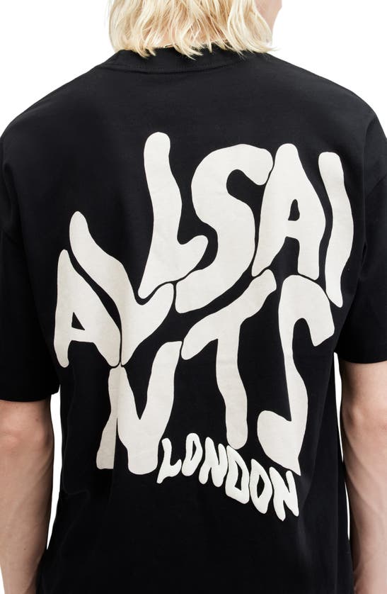 Shop Allsaints Orlando Logo Oversize Graphic T-shirt In Washed Black