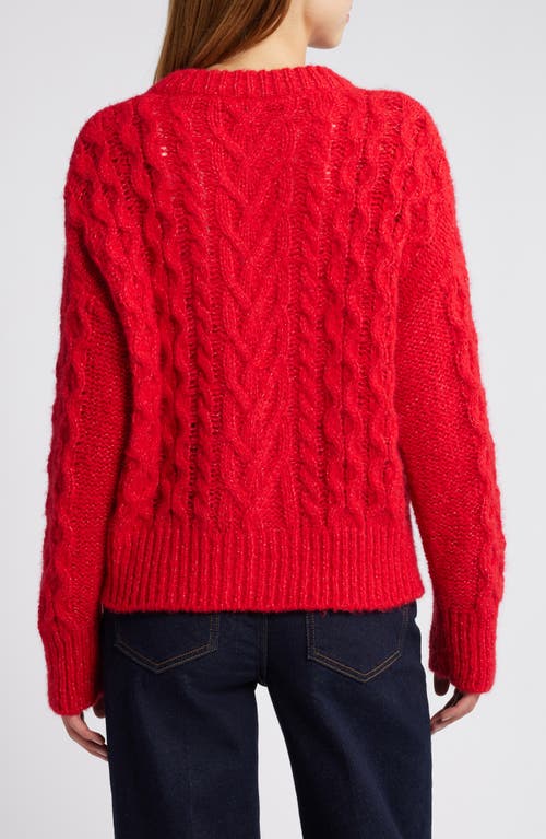 Shop Rails Amelie Cable Wool & Alpaca Blend Cardigan In Scarlet