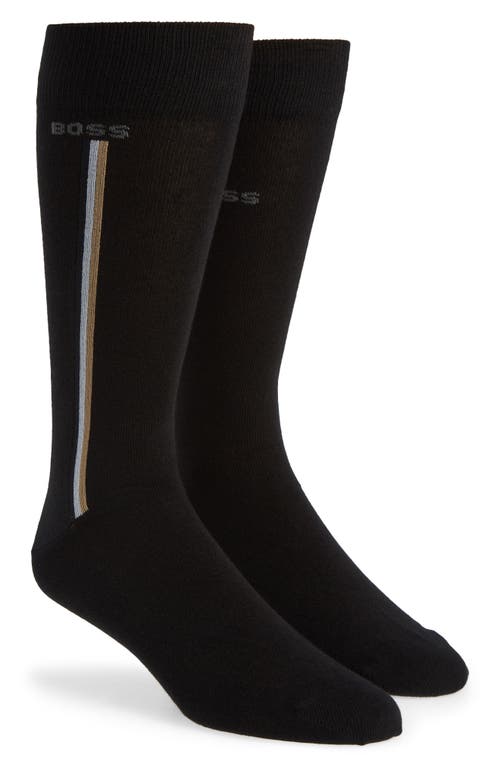 BOSS Iconic 2-Pack Stripe Dress Socks in Black 