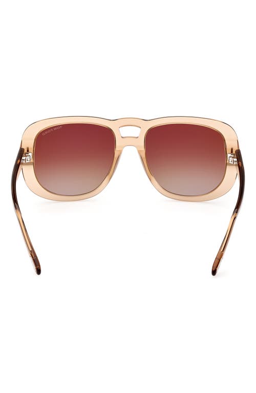 Tom Ford 56mm Gradient Aviator Sunglasses In Shiny Light Brown/brown