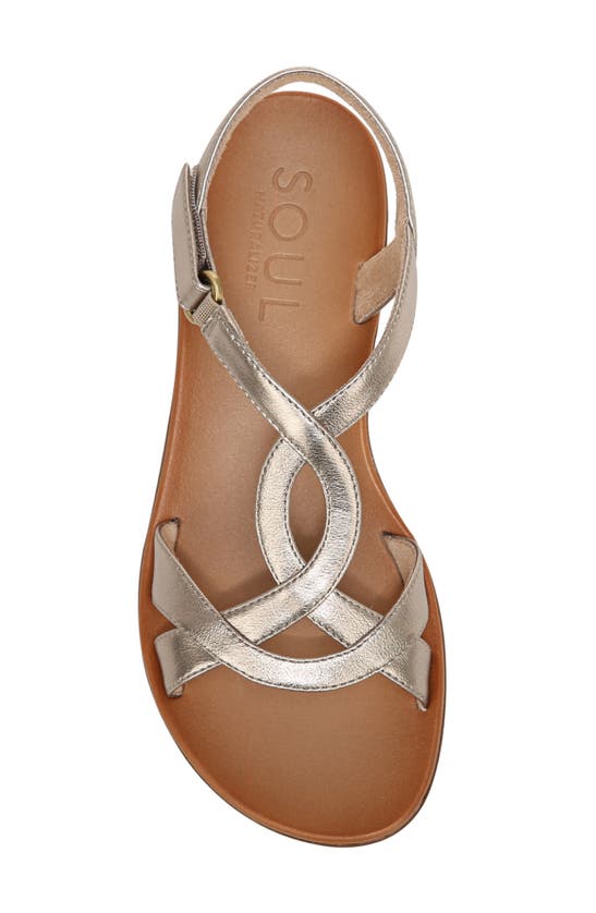 Natural Soul Solo Ankle Strap Sandal In Warm Silver Synthetic