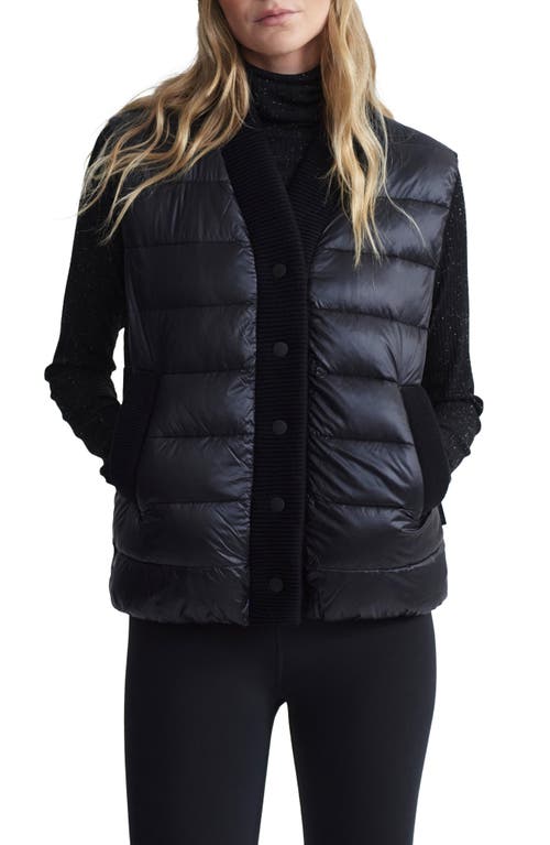 Varley Colwyn Combo Ribbed-knit Trimmed Quilted Shell Vest In Black