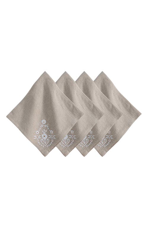 Shop Juliska Heidi Set Of 4 Embroidered Linen Napkins In Natural