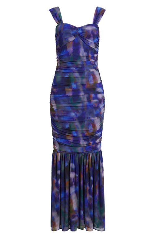 Chelsea28 Ruched Maxi Dress In Blue Multi Laurel Abstract