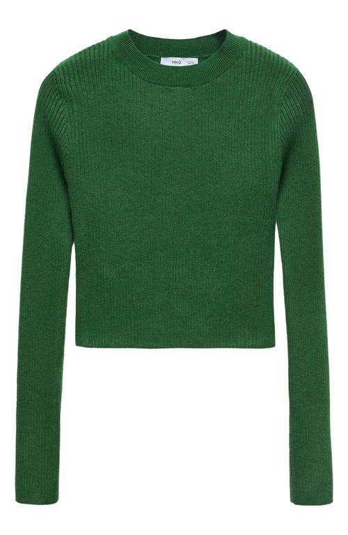 Mango Rib Crewneck Sweater In Green