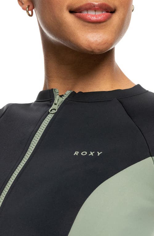 Roxy Pro Performance Long Sleeve Zip-up Rashguard In Anthracite