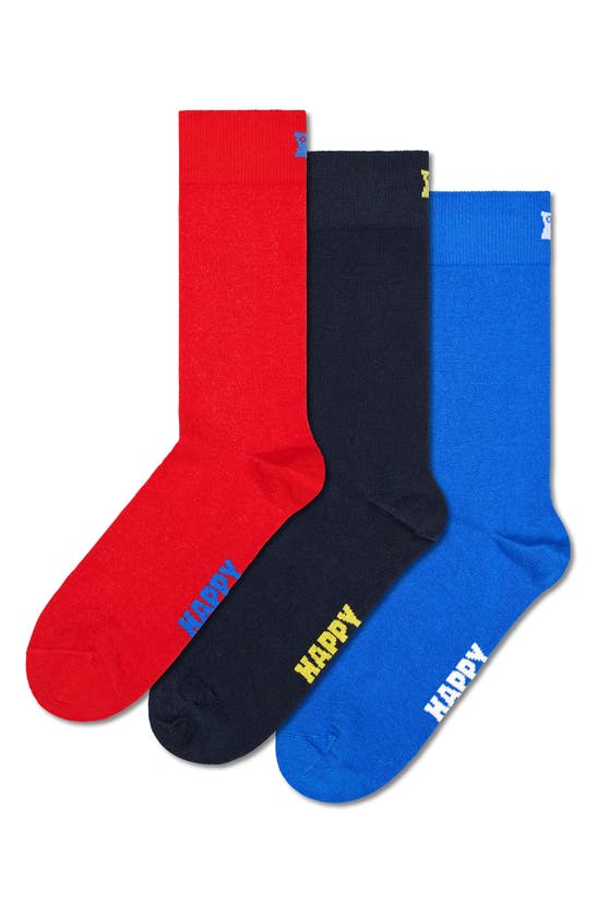 Shop Happy Socks Assorted 3-pack Crew Socks In Blue Multi