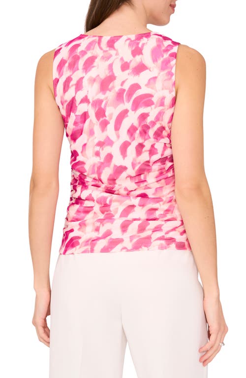 Shop Halogenr Halogen(r) Side Ruched Sleeveless Top In White/vivid Plum