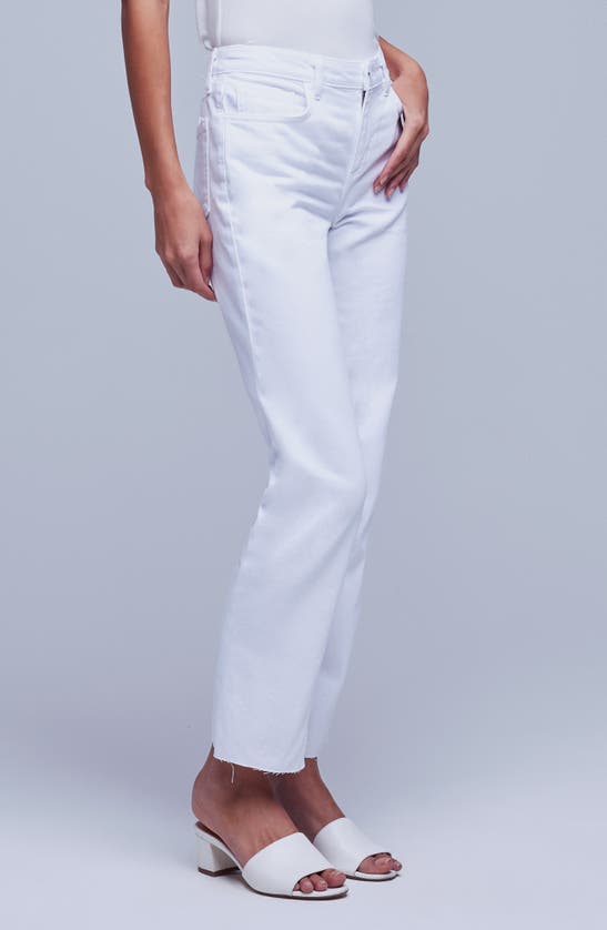 Shop L Agence Milana Stovepipe Straight Leg Jeans In Blanc