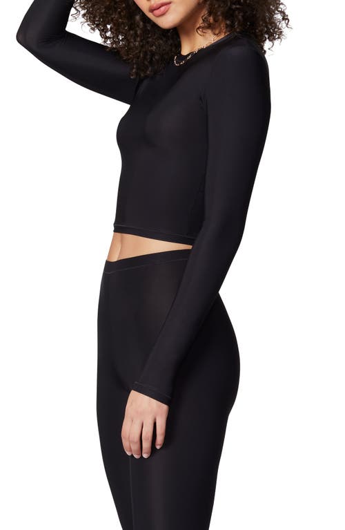 Shop Florence By Mills Glossy Long Sleeve Crop Top In Black