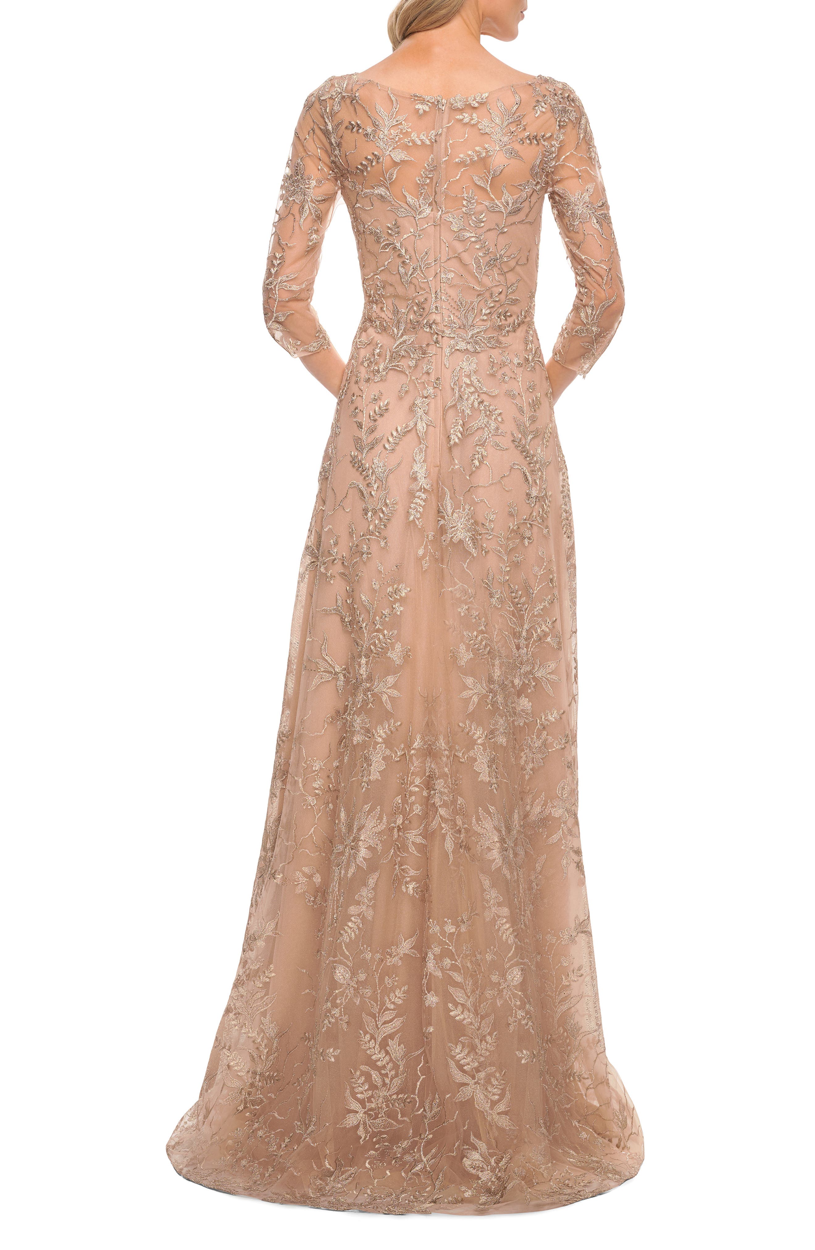 La Femme Three-Quarter Sleeve Gown 