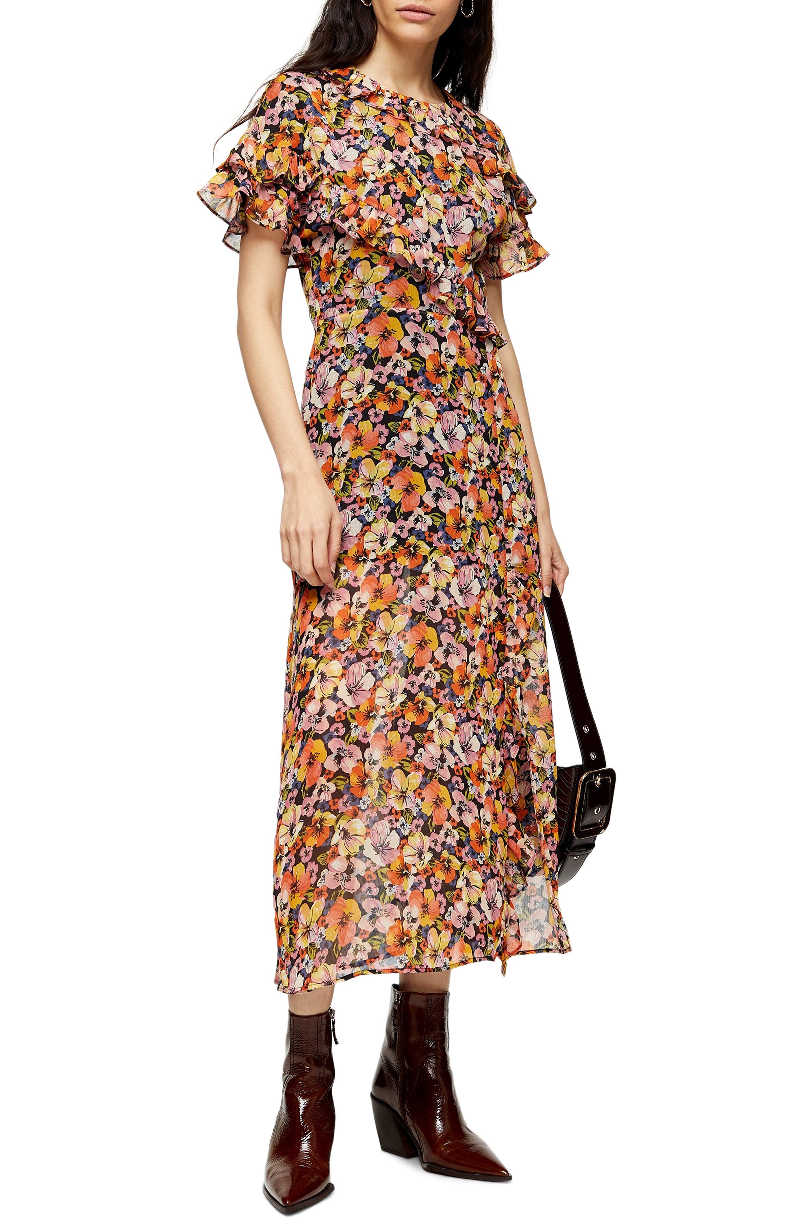 topshop ruffle midi dress