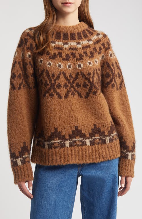 Shop Frame Fair Isle Alpaca Blend Sweater In Camel Multi