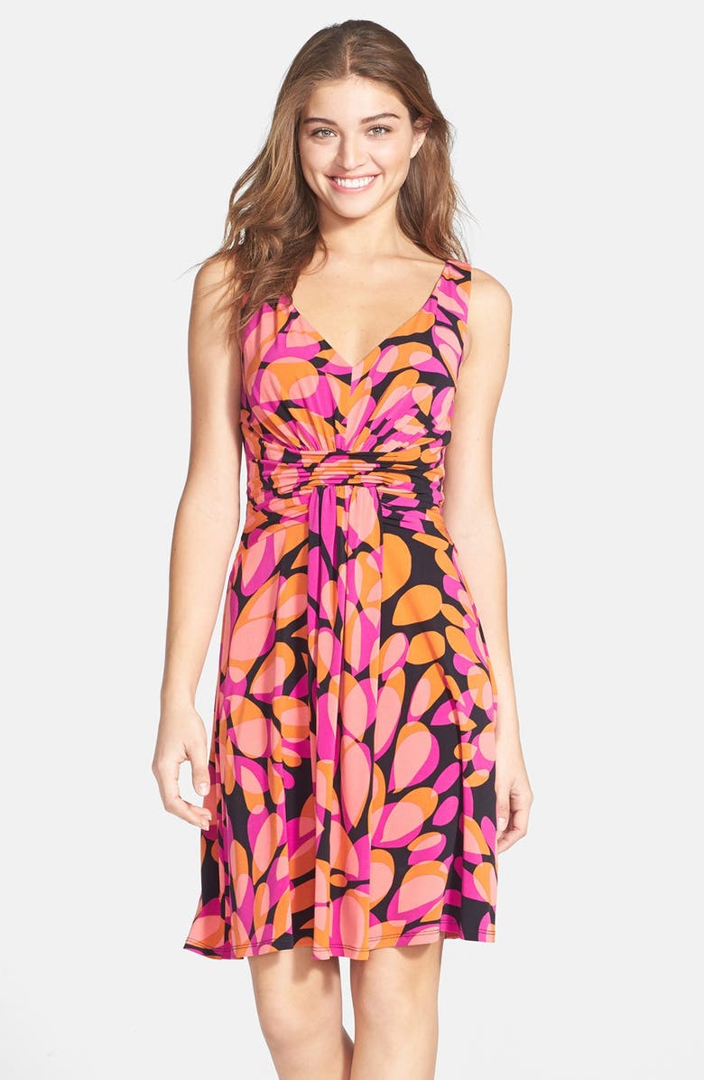 Maggy London Print Front Drape Jersey Fit & Flare Dress | Nordstrom