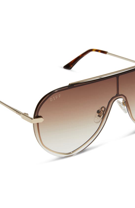 Shop Diff Imani 139mm Gradient Shield Sunglasses In Gold / Brown Gradient