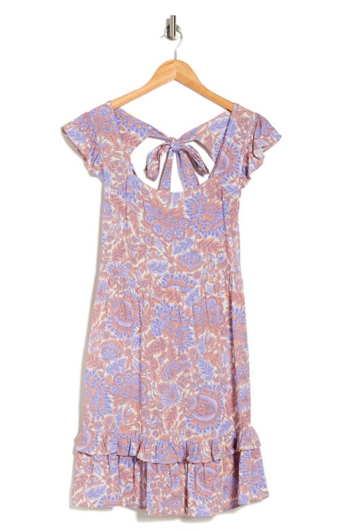 Shop Lovestitch Flutter Sleeve Dress In Ivory/coral