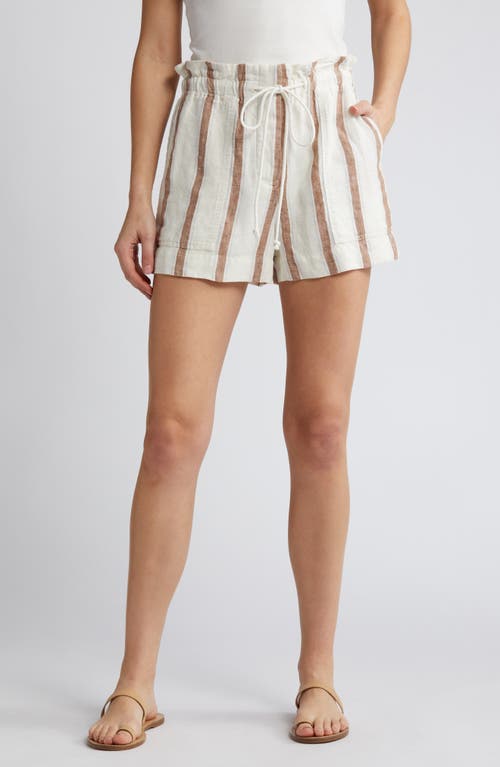 Foster Stripe Paperbag Linen Shorts in Coconut Stripe