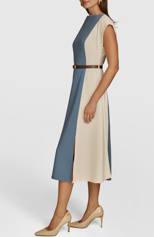 Shop Donna Karan New York Colorblock Knit Midi Dress In Nightfall/horizon/pristine