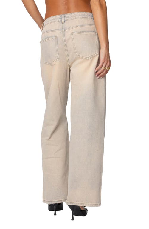 Edikted Dusty Low Rise Wide Leg Jeans In Beige