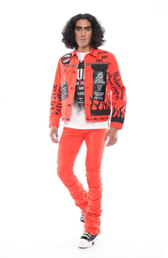 Shop Cult Of Individuality Paz Type Ii Denim Jacket In Coral