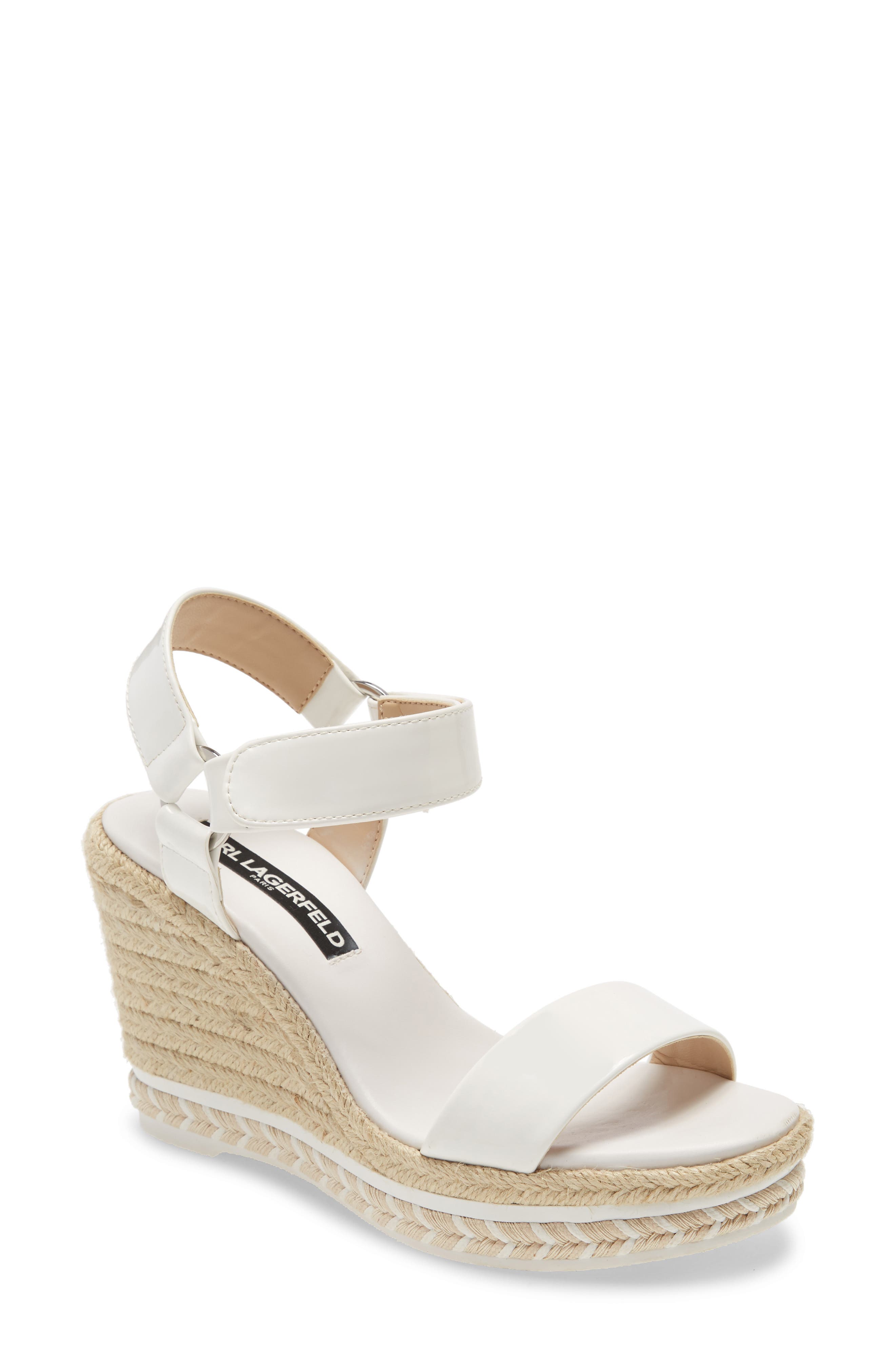 Karl Lagerfeld Cascada Espadrille Wedge Sandal In Brt White